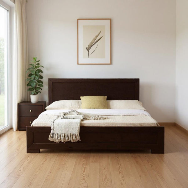 HomeRoots Moma Modern Wooden Platform Bed with Nightstand – Sleek Design, Durable Construction & Storage Solution Espresso Twin 468264