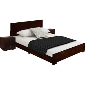 Homeroots Moma Espresso Wood Platform Queen Bed With Two Nightstands Espresso Wood 468265