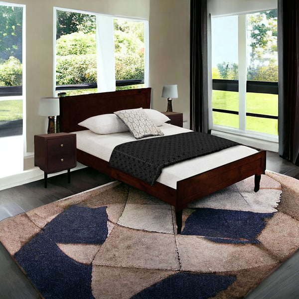 Homeroots Moma Espresso Wood Platform Queen Bed With Two Nightstands Espresso Wood 468265