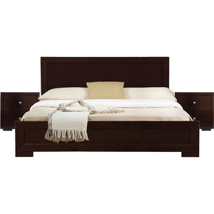 HomeRoots Moma Modern Wooden Platform Bed with Nightstand – Sleek Design, Durable Construction & Storage Solution Espresso KING 468266
