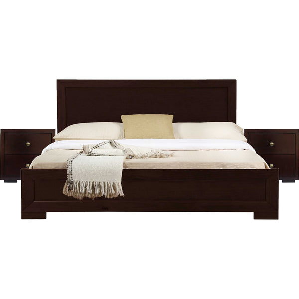 Homeroots Moma Espresso Wood Platform King Bed With Two Nightstands Espresso Wood 468266