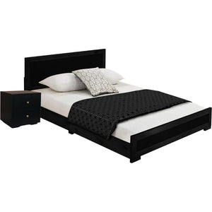 HomeRoots Moma Modern Wooden Platform Bed with Nightstand – Sleek Design, Durable Construction & Storage Solution Black DOUBLE 468267
