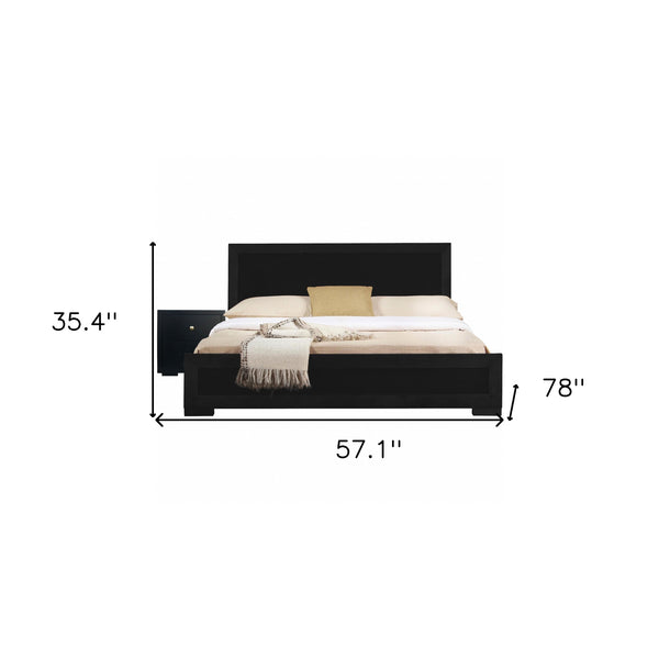 Homeroots Black Solid Wood Full With Yes Bed Frame Black Solid Manufactured Wood 468267