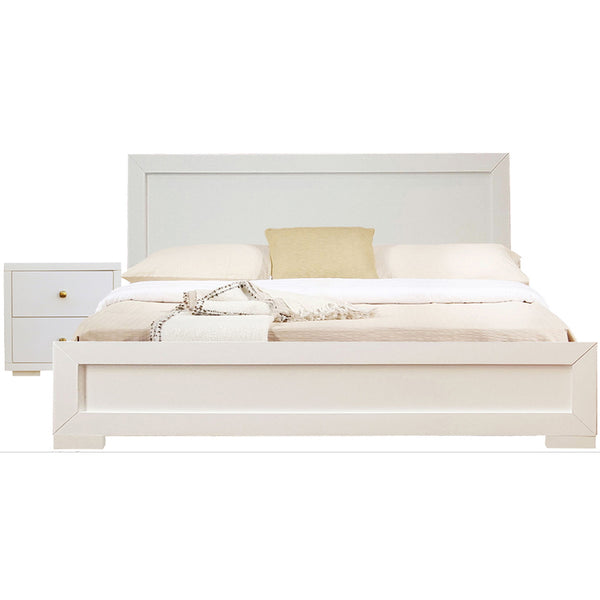 Homeroots Moma White Wood Platform Full Bed With Nightstand White Wood 468268