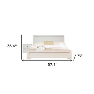 Homeroots Moma White Wood Platform Full Bed With Nightstand White Wood 468268
