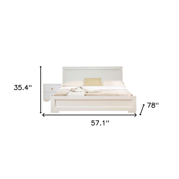 Homeroots Moma White Wood Platform Full Bed With Nightstand White Wood 468268