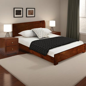 HomeRoots Moma Modern Wooden Platform Bed with Nightstand – Sleek Design, Durable Construction & Storage Solution Walnut DOUBLE 468269