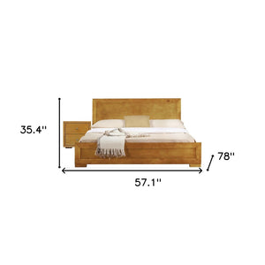 HomeRoots Moma Modern Wooden Platform Bed with Nightstand – Sleek Design, Durable Construction & Storage Solution Oak DOUBLE 468270