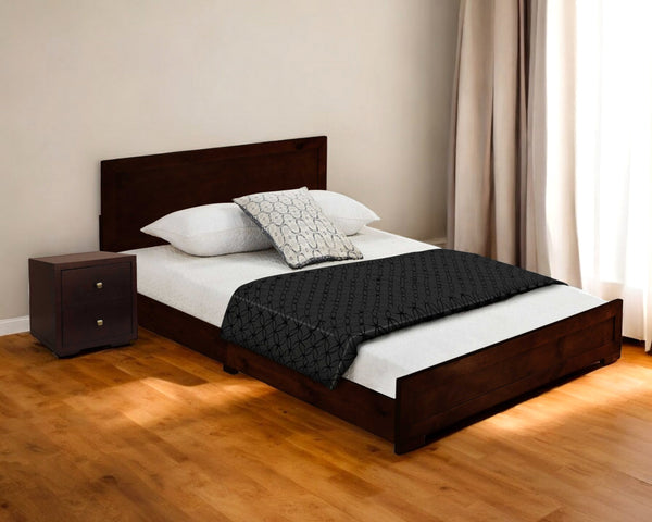 Homeroots Moma Espresso Wood Platform Full Bed With Nightstand Espresso Wood 468272