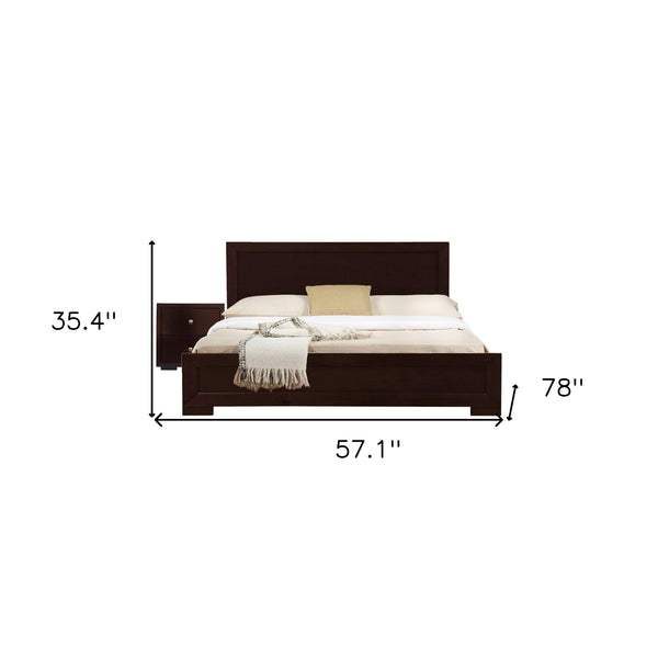 Homeroots Moma Espresso Wood Platform Full Bed With Nightstand Espresso Wood 468272