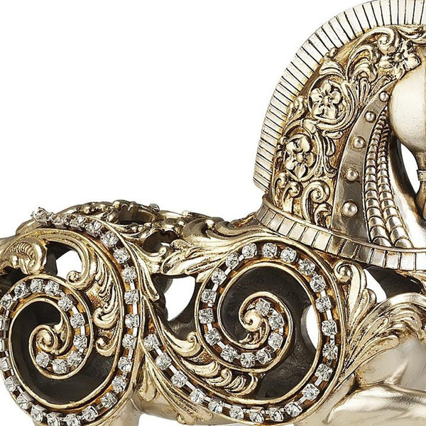 Homeroots 12" Silver With Gold Polyresin Horse Statue Sculpture  Polyresin 468276