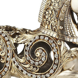 Homeroots 12" Silver With Gold Polyresin Horse Statue Sculpture  Polyresin 468276