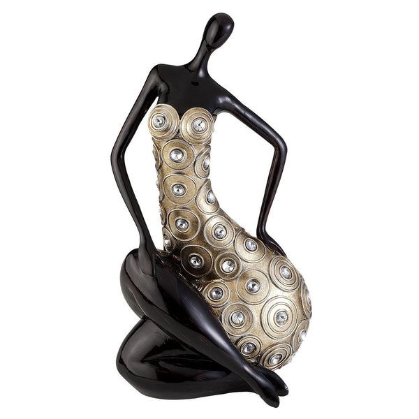 Homeroots 12" Dark Espresso And Gold Polyresin Woman Statue Sculpture  Polyresin 468277
