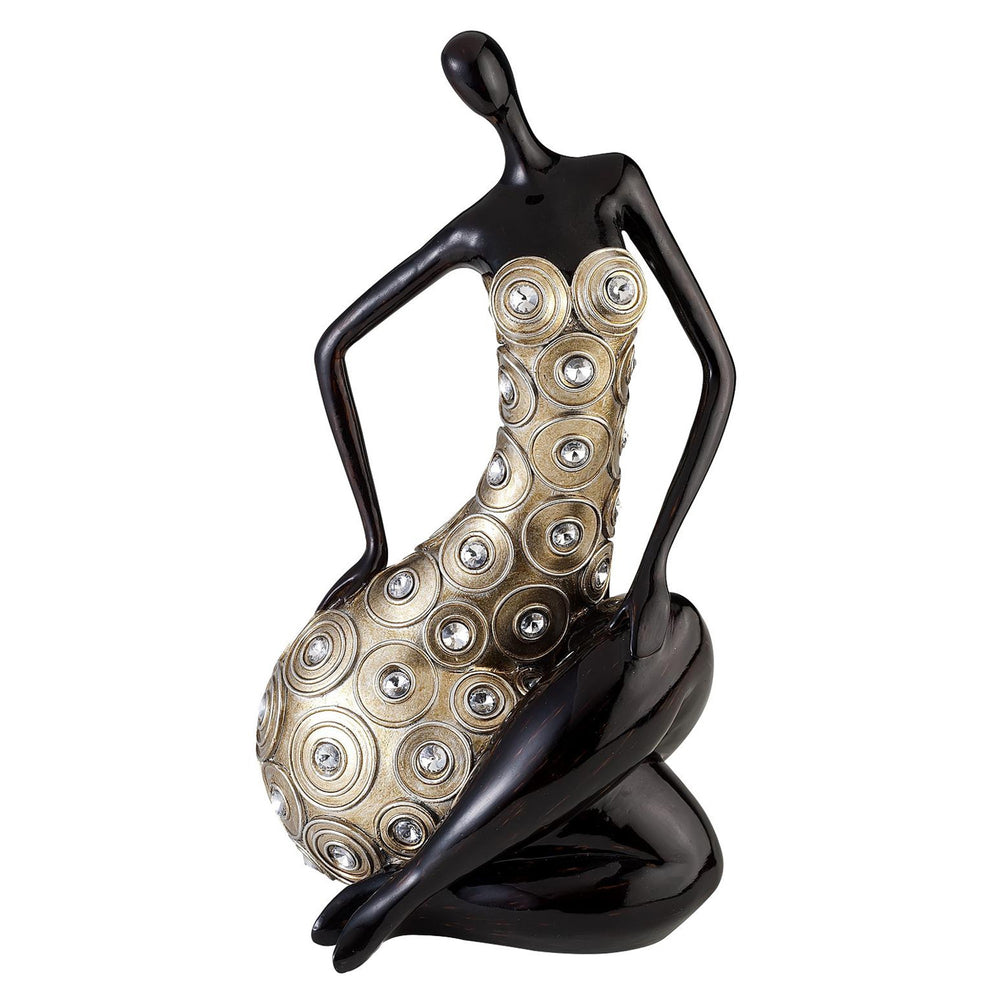 Homeroots 12" Dark Espresso And Gold Polyresin Woman Statue Sculpture  Polyresin 468277