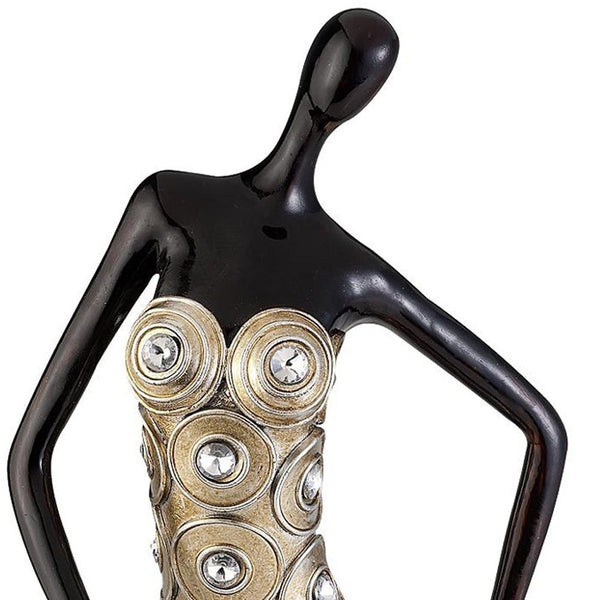 Homeroots 12" Dark Espresso And Gold Polyresin Woman Statue Sculpture  Polyresin 468277