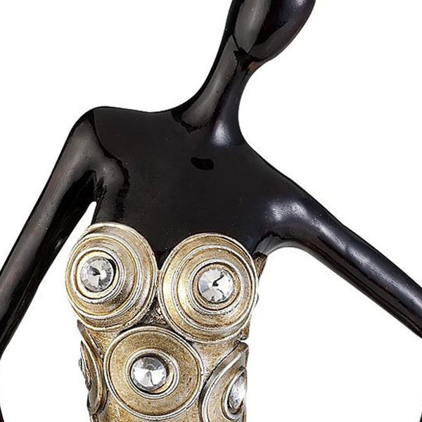 Homeroots 12" Dark Espresso And Gold Polyresin Woman Statue Sculpture  Polyresin 468277