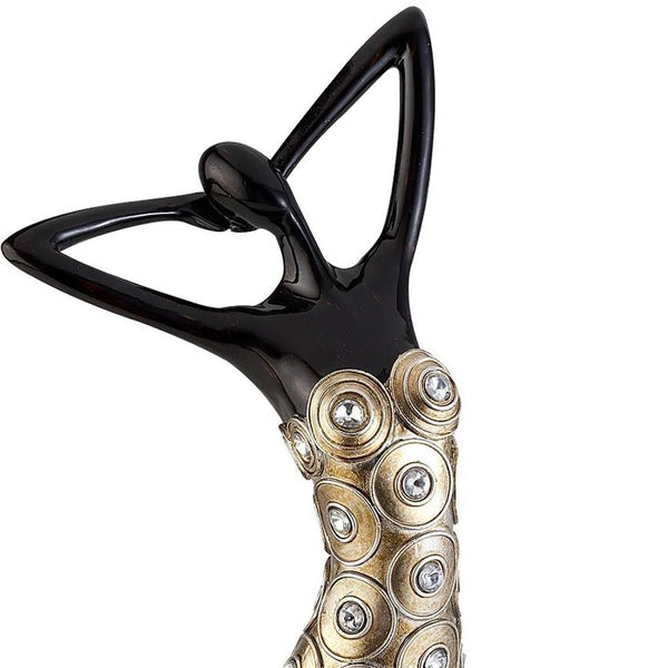 Homeroots 14" Dark Espresso And Gold Polyresin Woman Statue Sculpture  Polyresin 468278