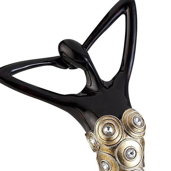 Homeroots 14" Dark Espresso And Gold Polyresin Woman Statue Sculpture  Polyresin 468278