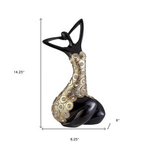 Homeroots 14" Dark Espresso And Gold Polyresin Woman Statue Sculpture  Polyresin 468278