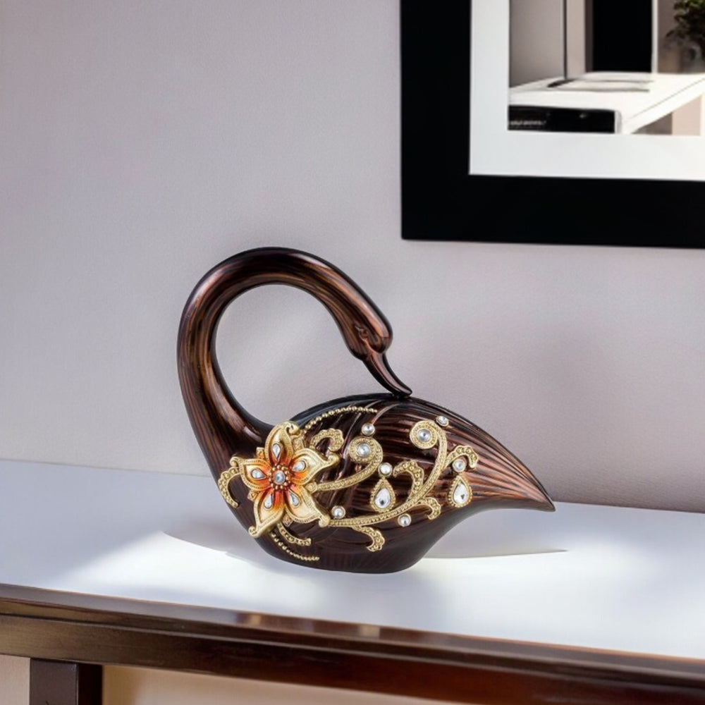 Homeroots 10" Bronze And Gold Polyresin Dove Statue Sculpture  Polyresin 468279