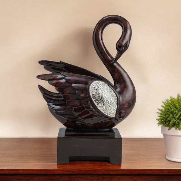 Homeroots 17" Marbleized Cherry Brown Dove Figurine Sculpture  Polyresin 468284