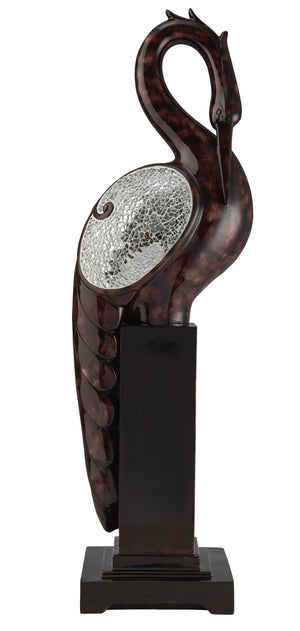 Homeroots 27" Marbleized Cherry Brown Polyresin Crane Figurine Sculpture  Polyresin 468285