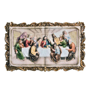 Homeroots 29" Rustic Gold Polyresin Last Supper Decorative Plaque Sculpture  Polyresin 468286
