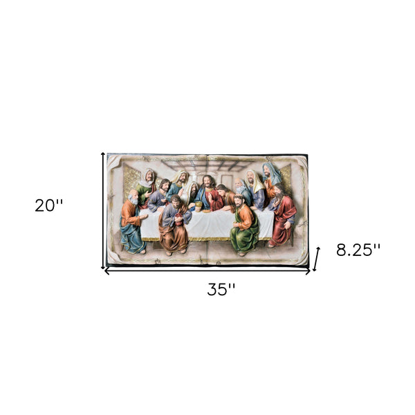 Homeroots 20" Black And Beige Polyresin Last Supper Decorative Plaque Sculpture  Polyresin 468288