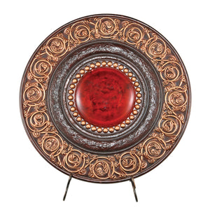 Homeroots 21" Red And Brown Round Polyresin Decorative Plaque  Polyresin 468289