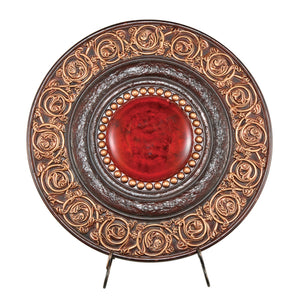 Homeroots 21" Red And Brown Round Polyresin Decorative Plaque  Polyresin 468289