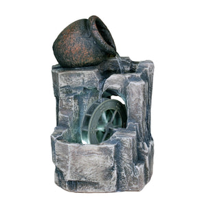 Homeroots 12" Gray Polyresin Farmhouse Design Tabletop Fountain With Light  Polyresin 468293