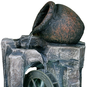 Homeroots 12" Gray Polyresin Farmhouse Design Tabletop Fountain With Light  Polyresin 468293