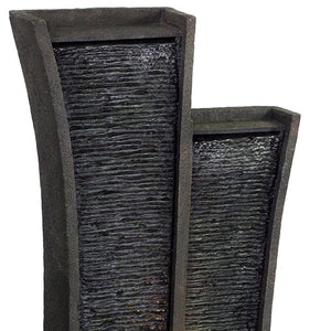 Homeroots 41" Grey Polyresin Tower Indoor Outdoor Tabletop Fountain  Polyresin 468296