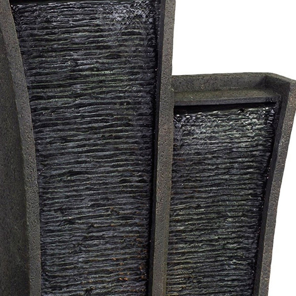 Homeroots 41" Grey Polyresin Tower Indoor Outdoor Tabletop Fountain  Polyresin 468296