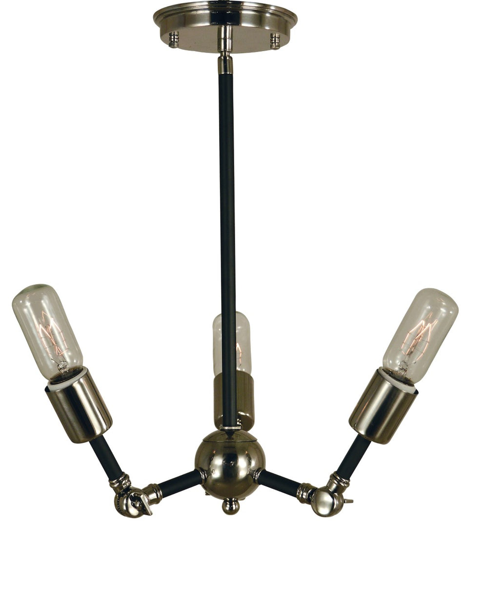 Framburg 3-light Vintage-style Felix Chandelier With Adjustable Features - Made In The U.S.A For Unique Decor Polished Nickel With Matte Black Metal 4683 Pn/Mblack