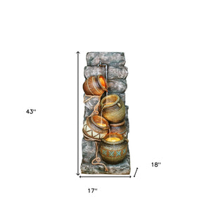 Homeroots 43" Brown/Orange Polyresin Sculpture  Polyresin 468303