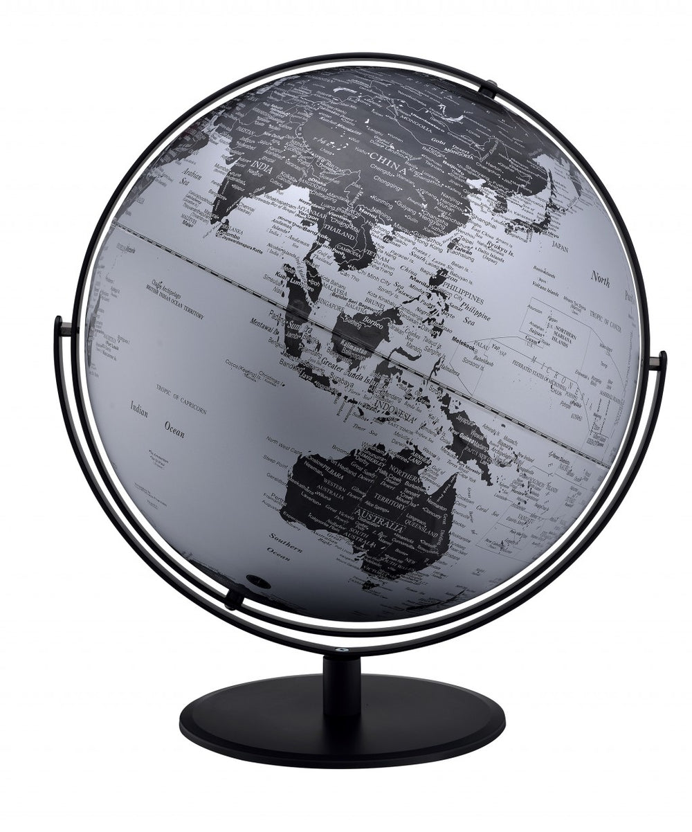 Homeroots 21" Black And Silver Modern Polyresin Globe  Polyresin 468306
