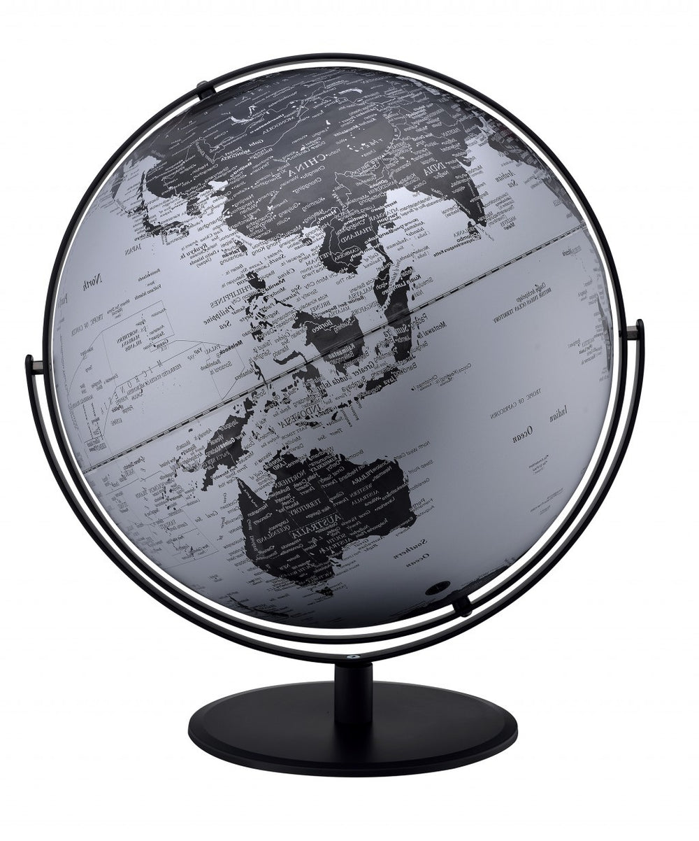 Homeroots 21" Black And Silver Modern Polyresin Globe  Polyresin 468306