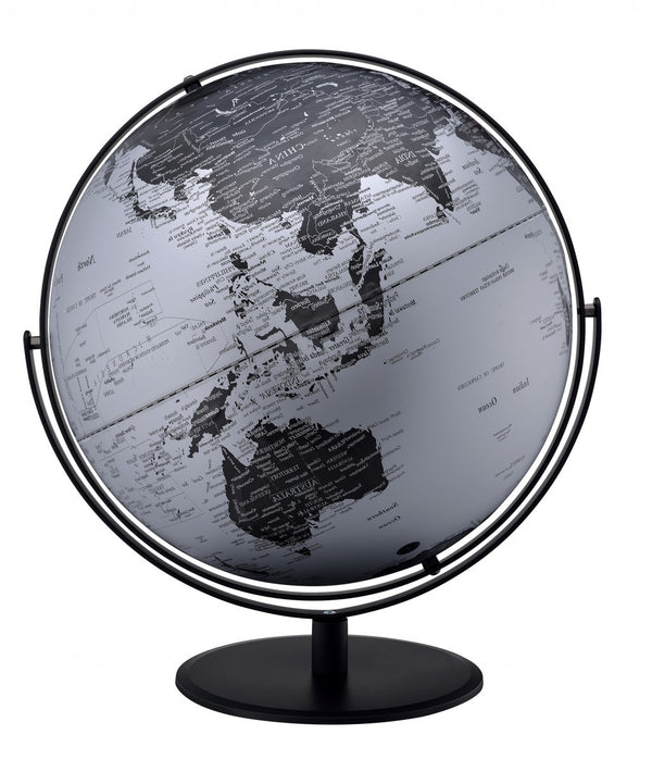 Homeroots 21" Black And Silver Modern Polyresin Globe  Polyresin 468306