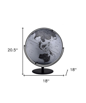 Homeroots 21" Black And Silver Modern Polyresin Globe  Polyresin 468306
