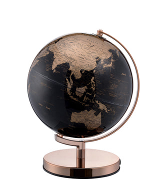 Homeroots 13" Black And Rose Gold Polyresin Globe With Led  Polyresin 468307