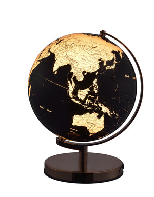 Homeroots 13" Black And Rose Gold Polyresin Globe With Led  Polyresin 468307