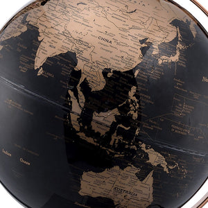 Homeroots 13" Black And Rose Gold Polyresin Globe With Led  Polyresin 468307