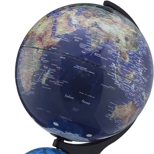 HomeRoots 18" Dual Illuminated Blue Black & Navy Polyresin Globe Accent – Modern Decor for Home & Office 468308