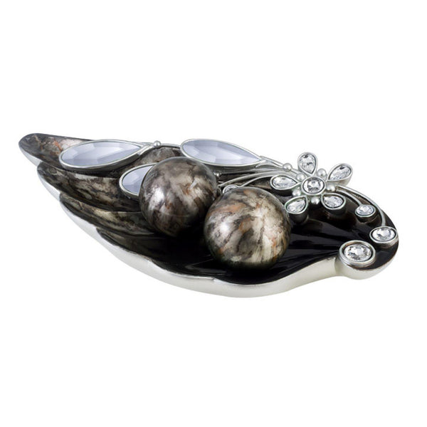 Homeroots Black Gold And Dark Brown Polyresin Decorative Bowl With Orbs  Polyresin 468316