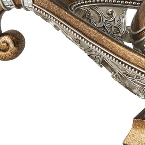 Homeroots 7" Gold And Silver Polyresin Decorative Bowl With Orbs  Polyresin 468321