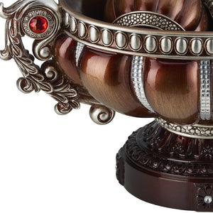 HomeRoots 9" Reddish Bronze & Silver Polyresin Decorative Bowl with Orbs - Elegant Centerpiece for Any Space 468323
