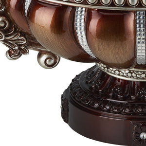 HomeRoots 9" Reddish Bronze & Silver Polyresin Decorative Bowl with Orbs - Elegant Centerpiece for Any Space 468323