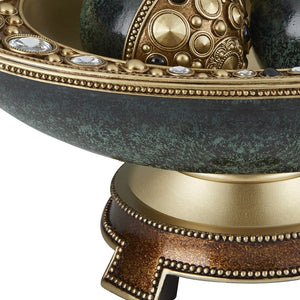Homeroots 8" Marbleized Green And Gold Polyresin Decorative Bowl With Orbs  Polyresin 468324
