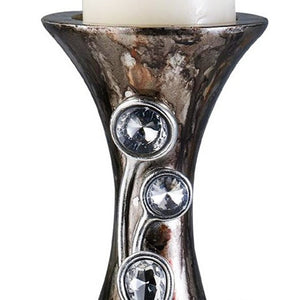 Homeroots 16" Ornate Faux Crystal Tabletop Pillar Candle Holder   468335